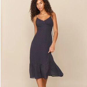 Reformation Navy Polkadot Dress! Only worn once!